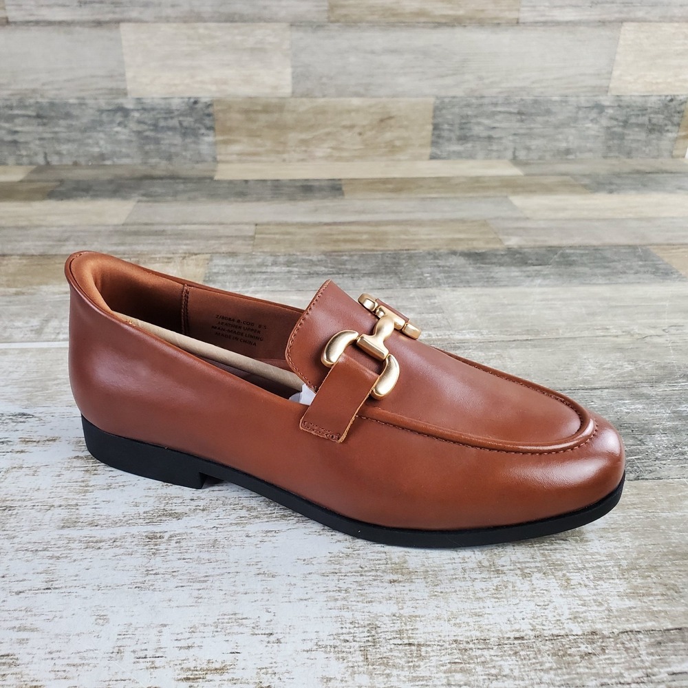 Marc Joseph New York Avery Street Womens Loafers Sz 8.5 Cognac Leather Slip On